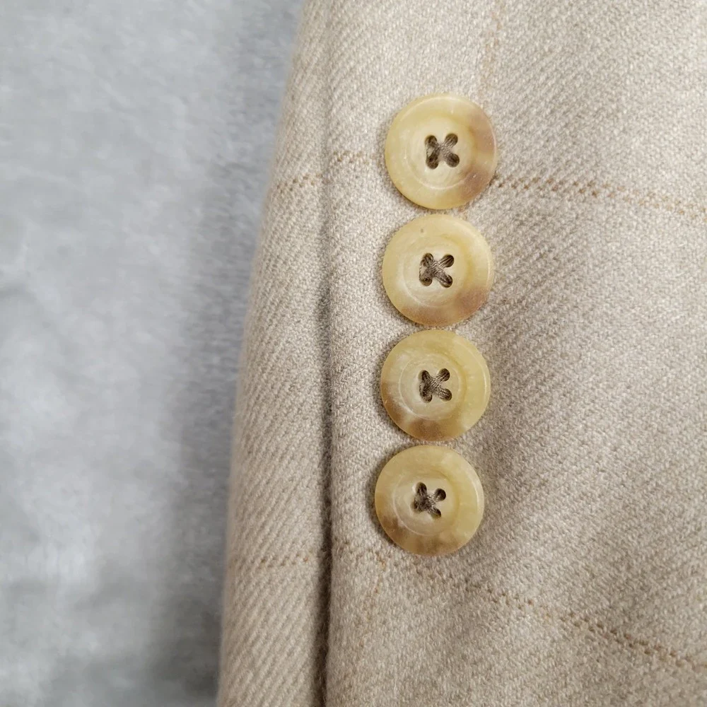 John W Nordstrom Loro Piana Men's 48L Tall 100% Cashmere Brown Windowpane Blazer